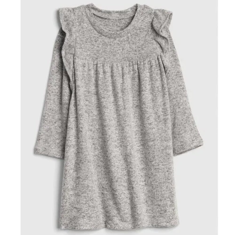 NEW Baby Gap Toddler Marled Knit Ruffled Long Sleeve Knee Length Dress 4 Years